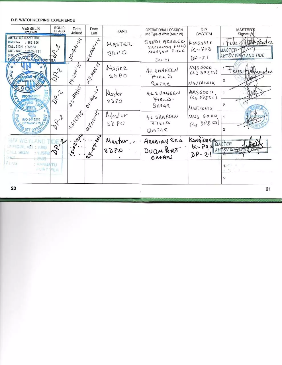 Page 3 of 7, DP record of vessel and IMCA 2016 #7