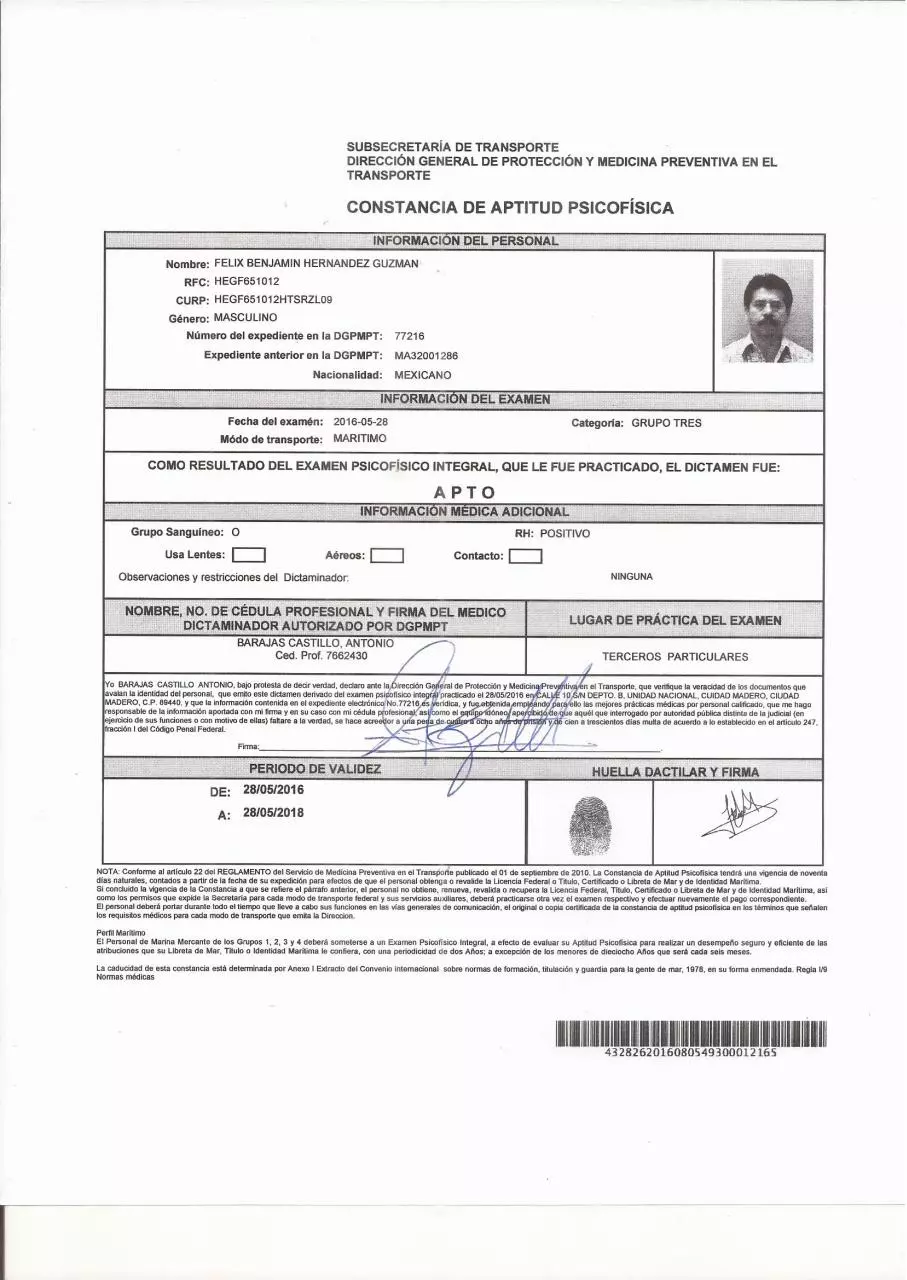 Page 1 of 3, Medical Certificate May 2016 SCT #5