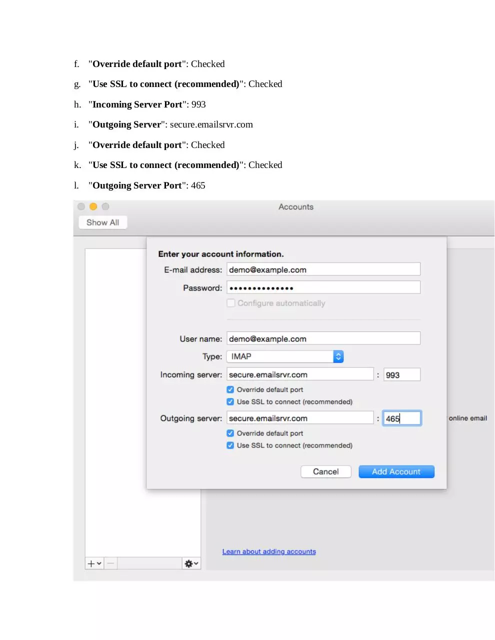 Page 4 of 6, Set Up guide Apple Outlook 2011(UA)