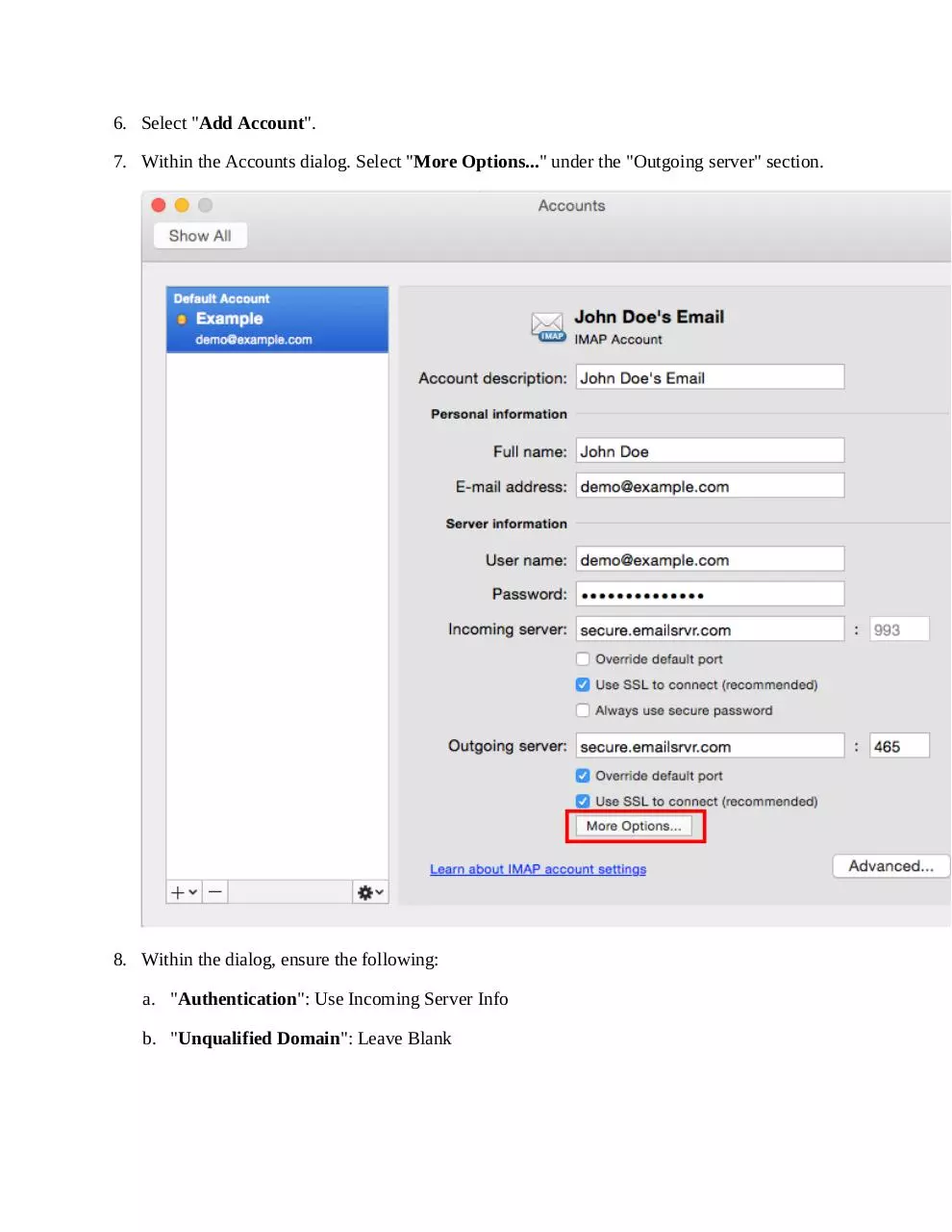 Page 5 of 6, Set Up guide Apple Outlook 2011(UA)