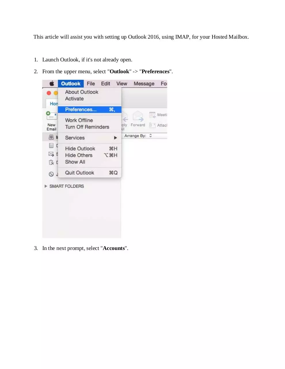 Page 1 of 6, Set Up guide Apple Outlook 2016 (UA)