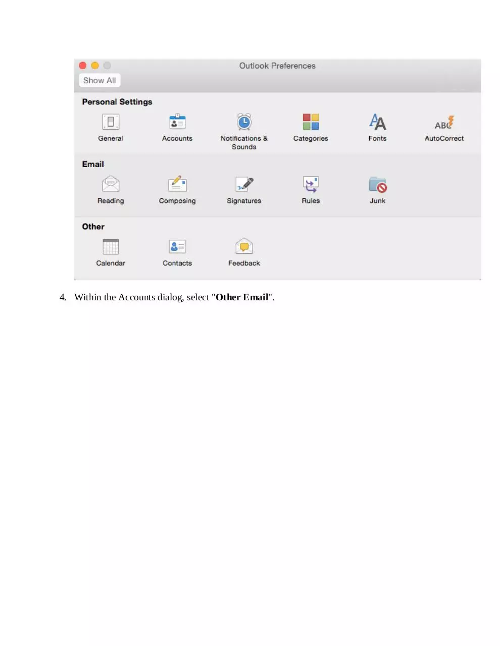 Page 2 of 6, Set Up guide Apple Outlook 2016 (UA)
