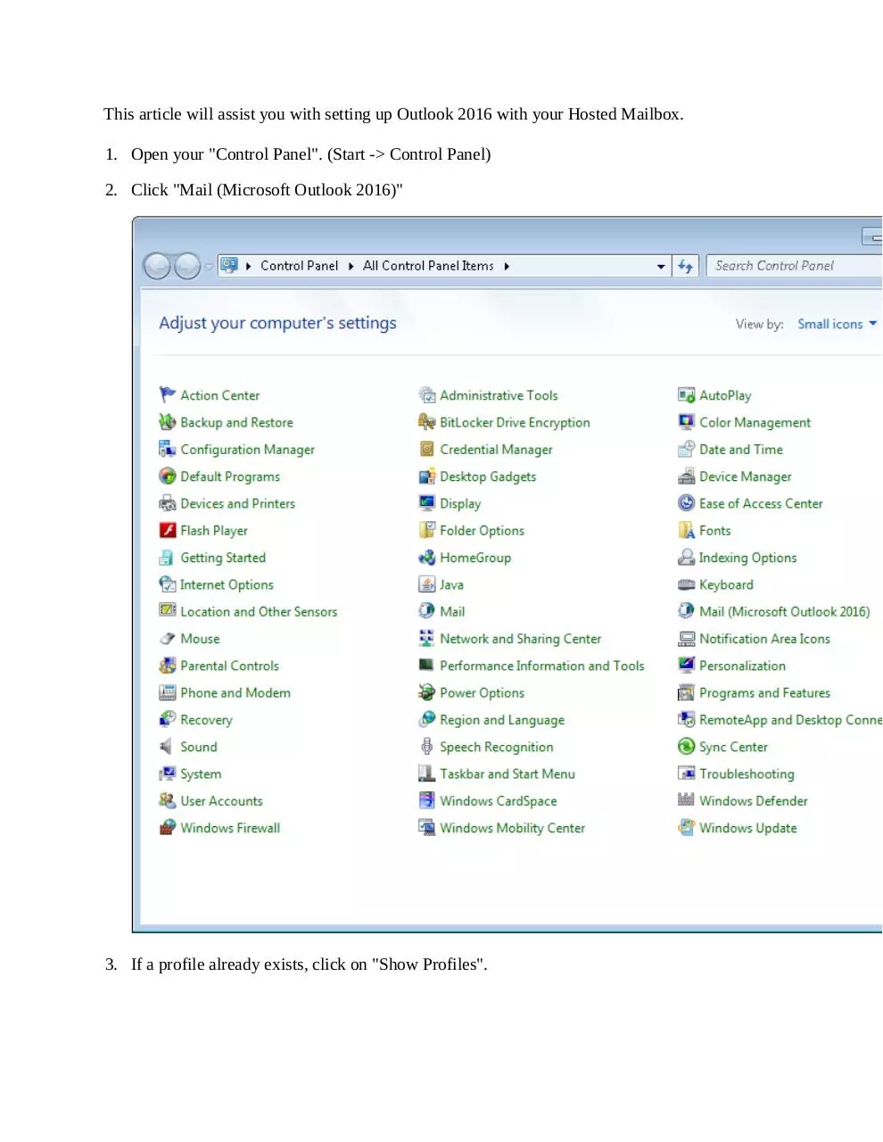 Page 1 of 9, Set Up guide Windows Outlook 2016 (UA)