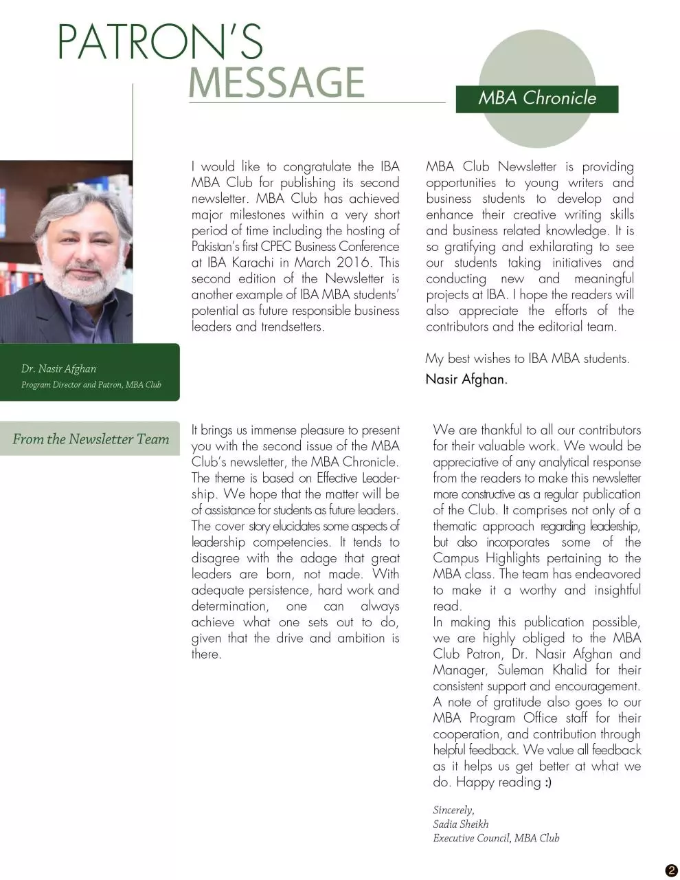 Page 2 of 8, Newsletter MBA Club 2016