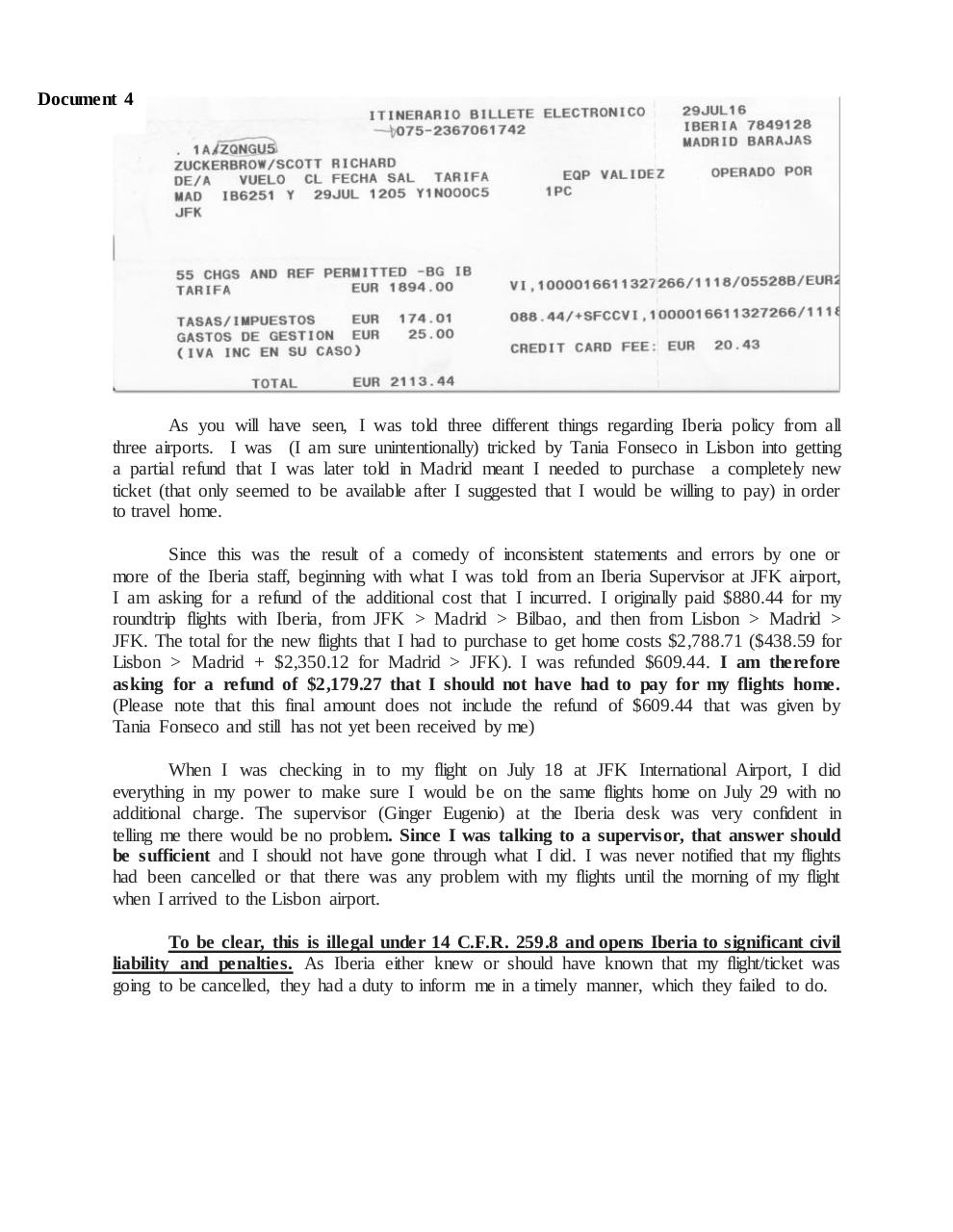 Document preview Iberia Complaint Scott Zuckerbrow.pdf - page 4/5