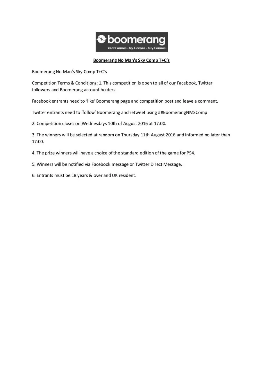 Page 1 of 1, Boomerang NMS COMP TC