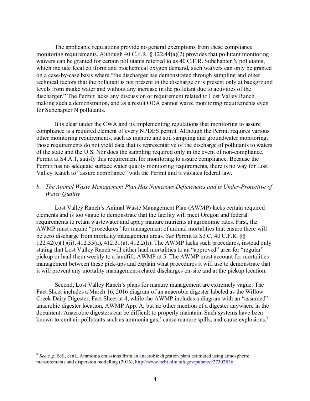 FWW et al. Lost Valley Ranch NPDES Comments.pdf - page 4/16