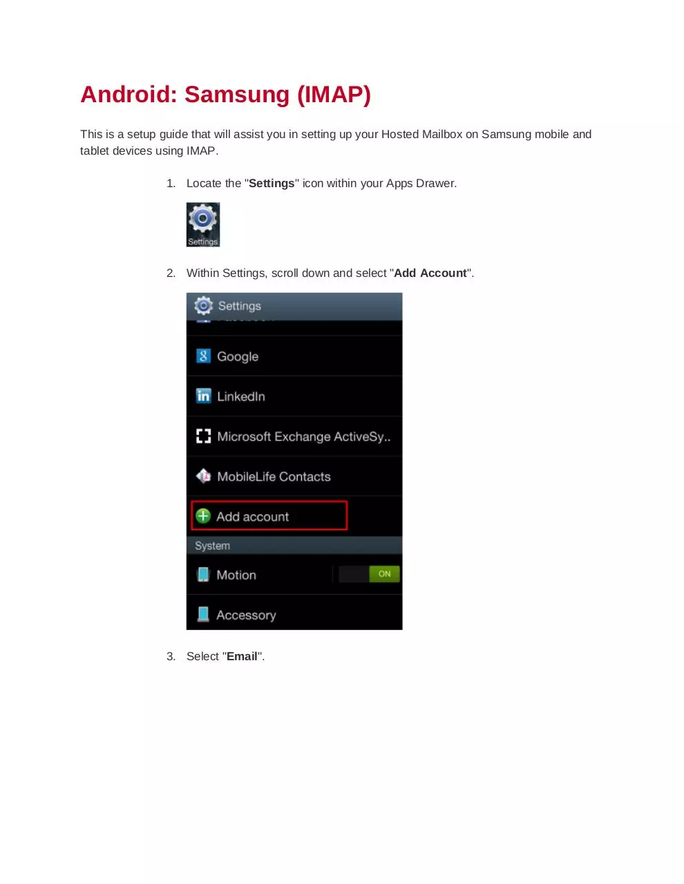Page 1 of 7, Andriod Set Up Guide (UA)