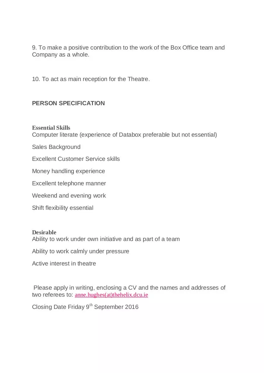 Page 2 of 2, Casual Box Office Role