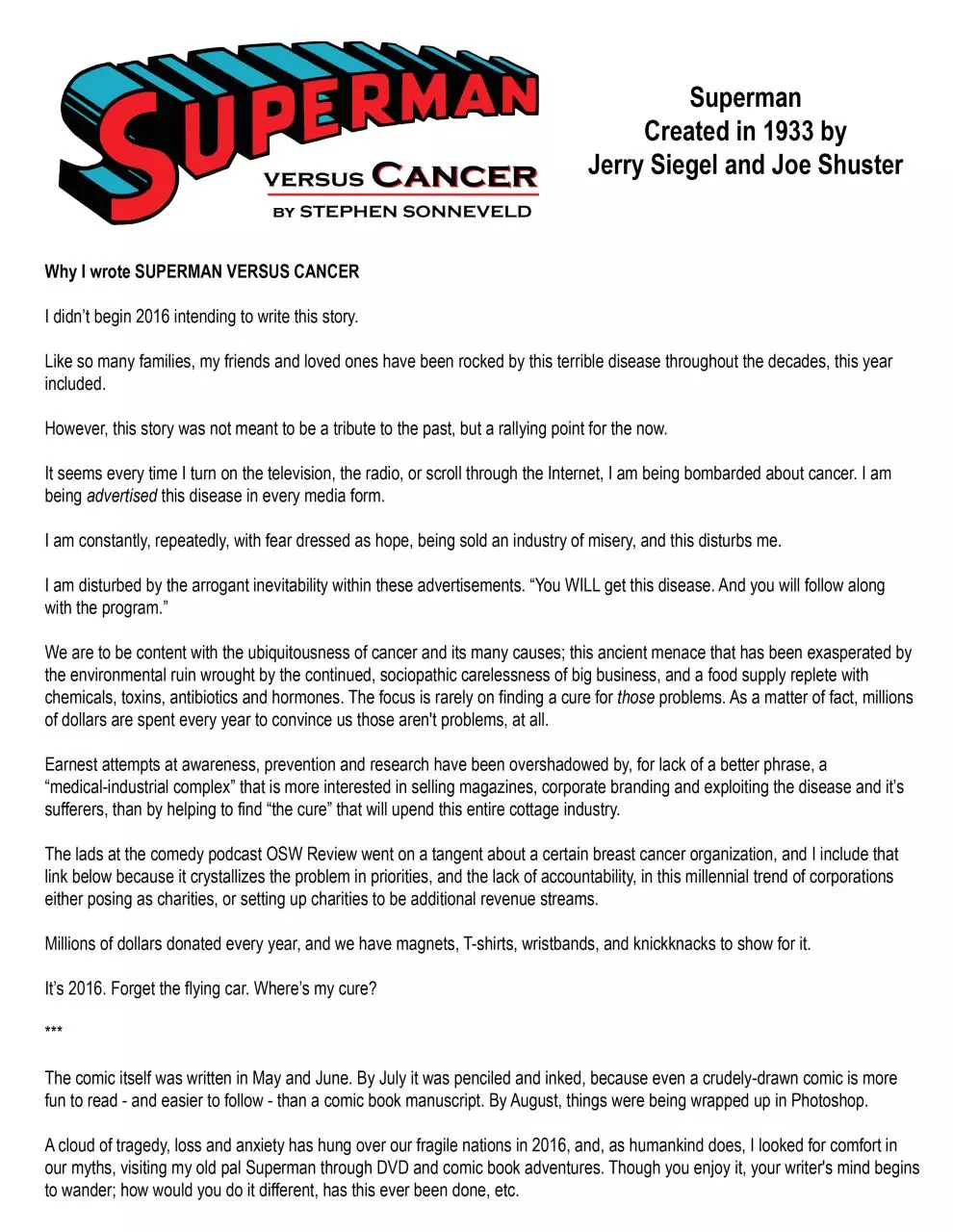 Page 1 of 71, Superman versus Cancer by Stephen Sonneveld