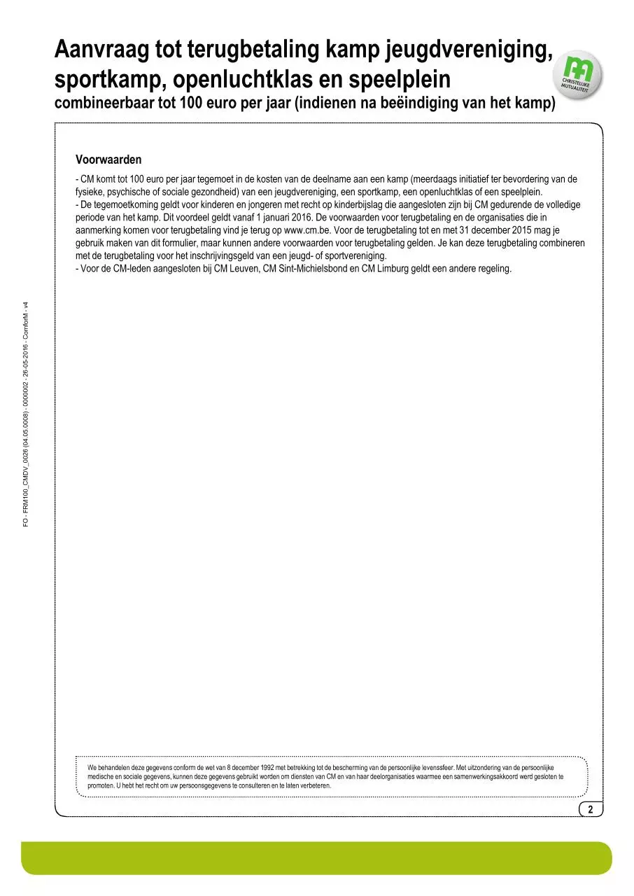 Page 2 of 2, cm tegemoetkoming kamp