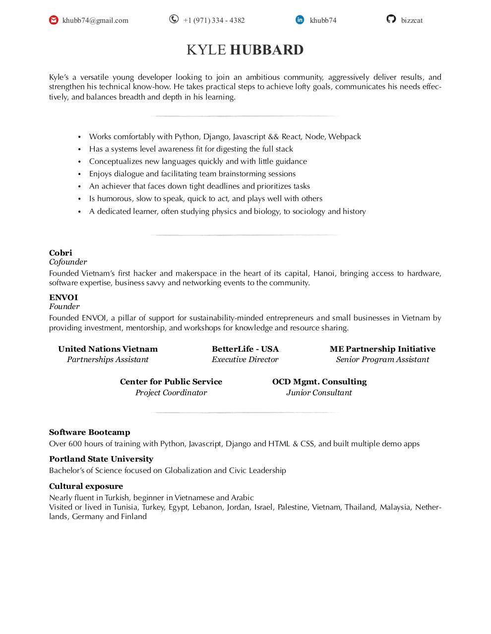 Document preview Resume Kyle Hubbard Aug 2.pdf - page 1/2