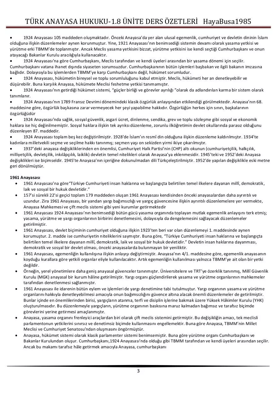 Page 3 of 20, TÜRK ANAYASA HUKUKU final özet 1.yarÄ±yÄ±l (1)