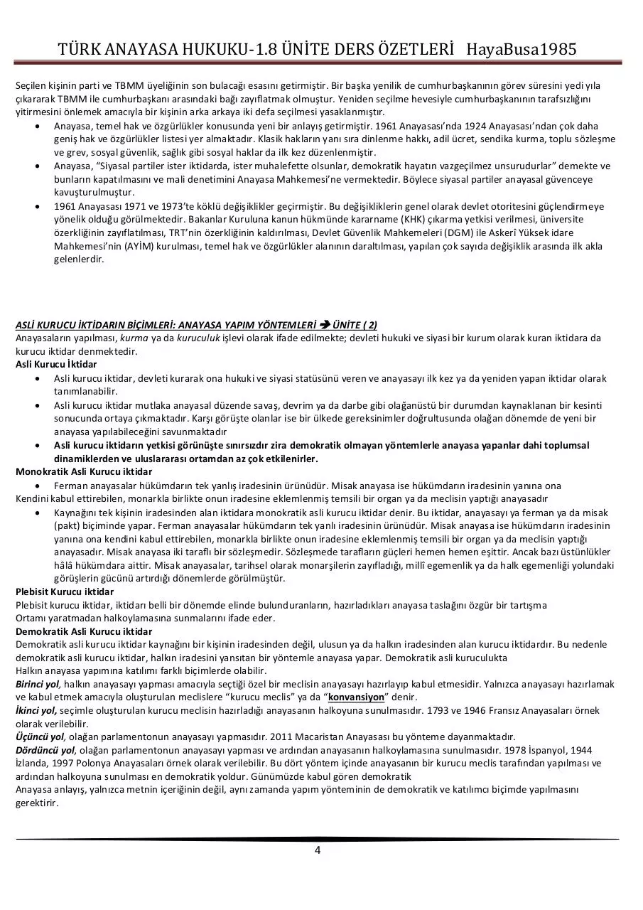 Page 4 of 20, TÜRK ANAYASA HUKUKU final özet 1.yarÄ±yÄ±l (1)