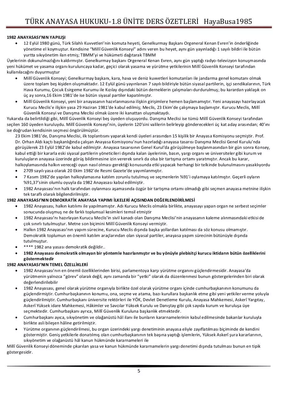 Page 5 of 20, TÜRK ANAYASA HUKUKU final özet 1.yarÄ±yÄ±l (1)