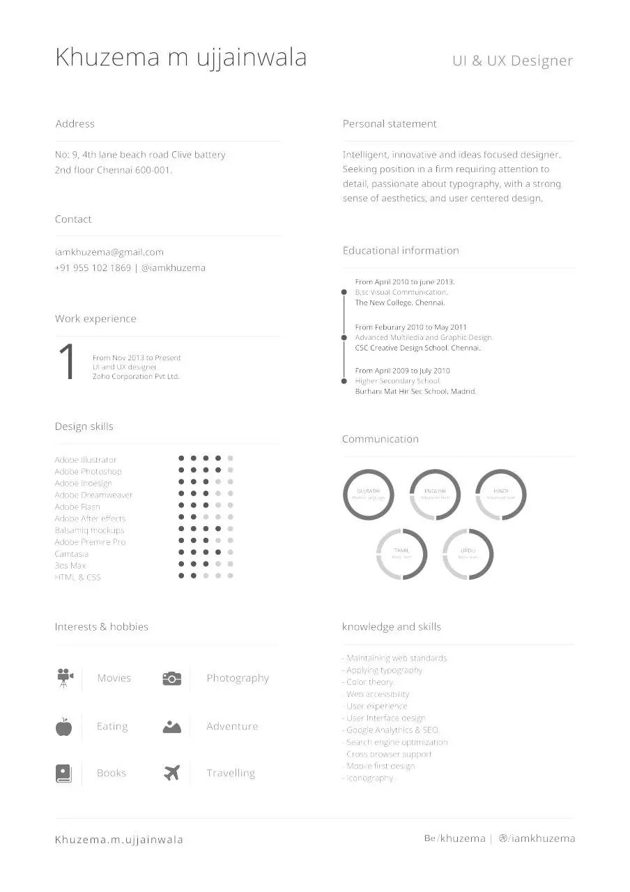 Page 1 of 1, Khuzema resume