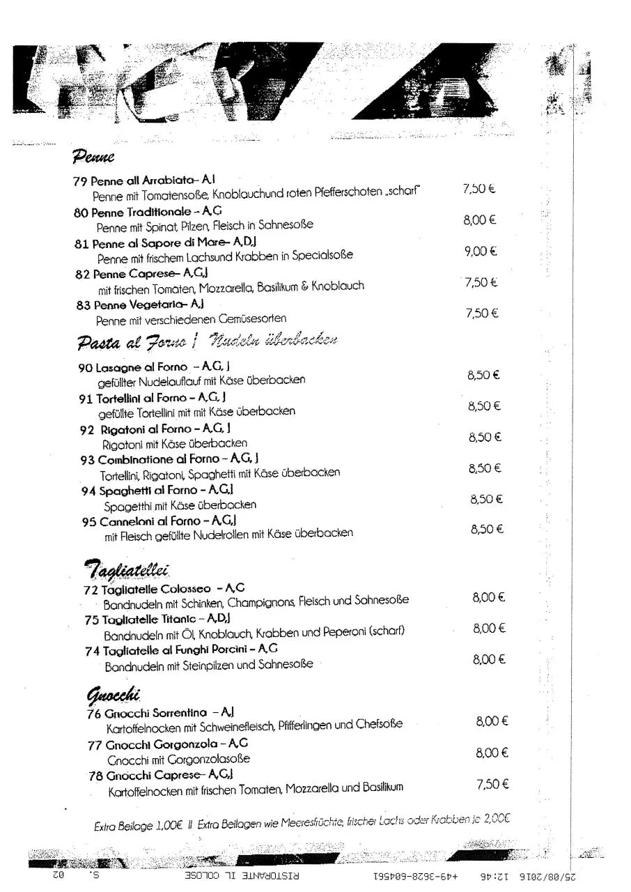 Page 2 of 10, Ristorante Colosseo Speisekarte