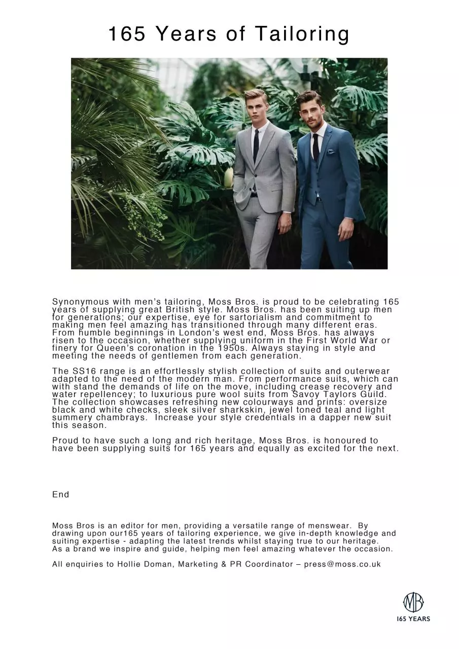 Page 1 of 1, 165 Years Press Release
