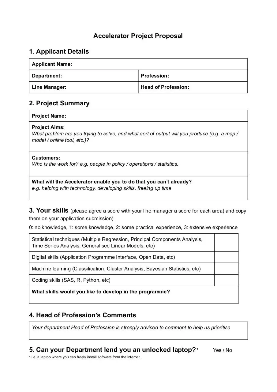 Page 1 of 1, Accelerator Project Proposal