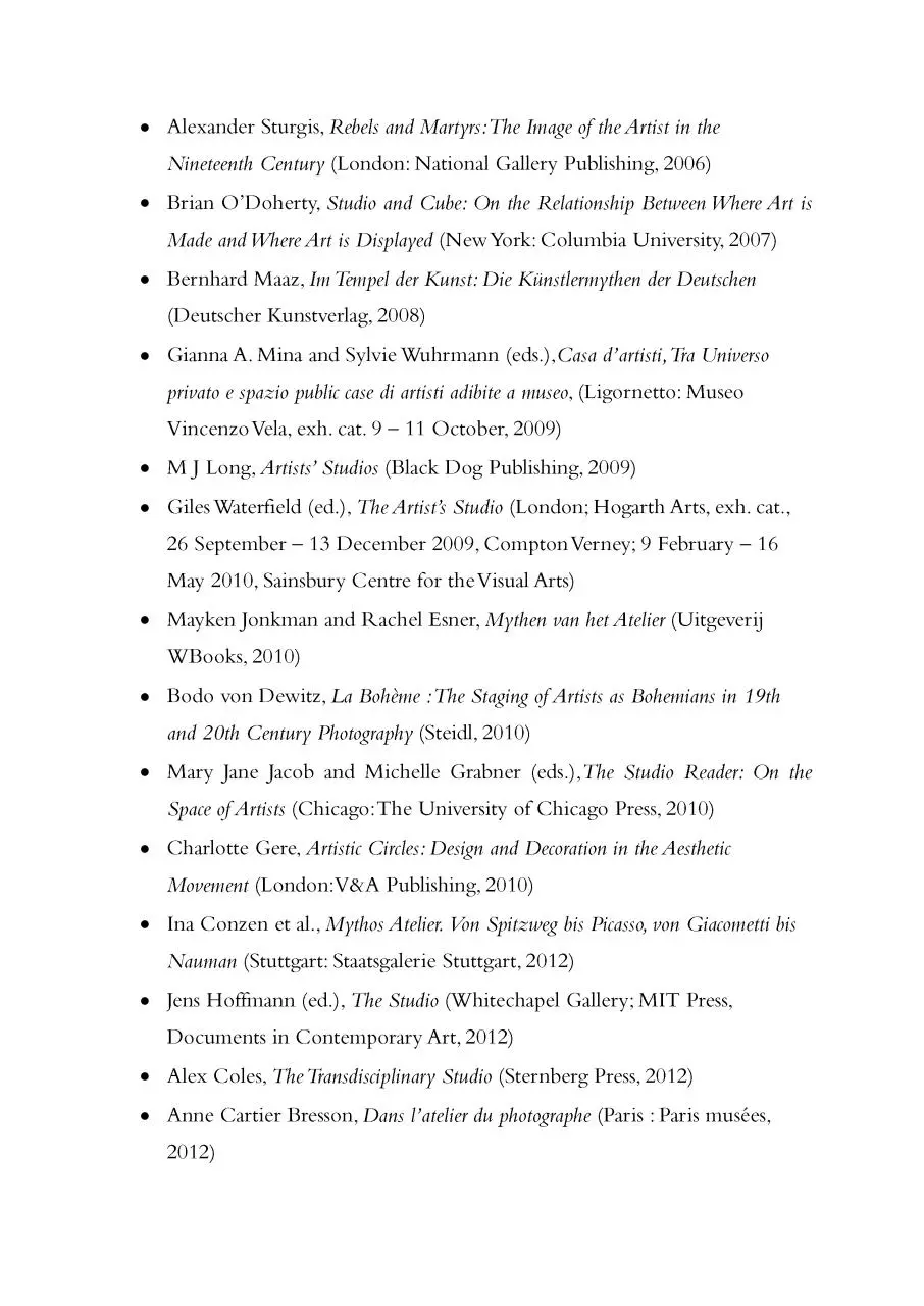 Page 2 of 5, Studio Museum Resources The Artist's Studio Museum Network