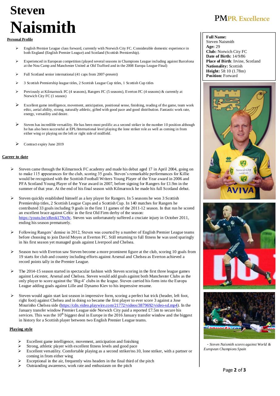 Document preview 9 8 16 - Steven Naismith CV.pdf - page 2/3