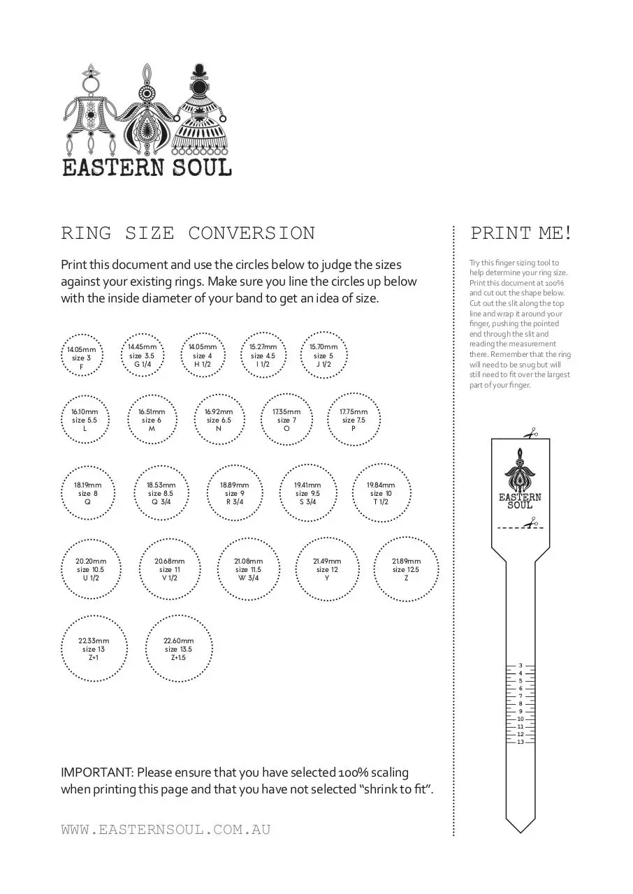 Document preview - EasternSoul_1609_SizeChart.pdf - Page 1/1