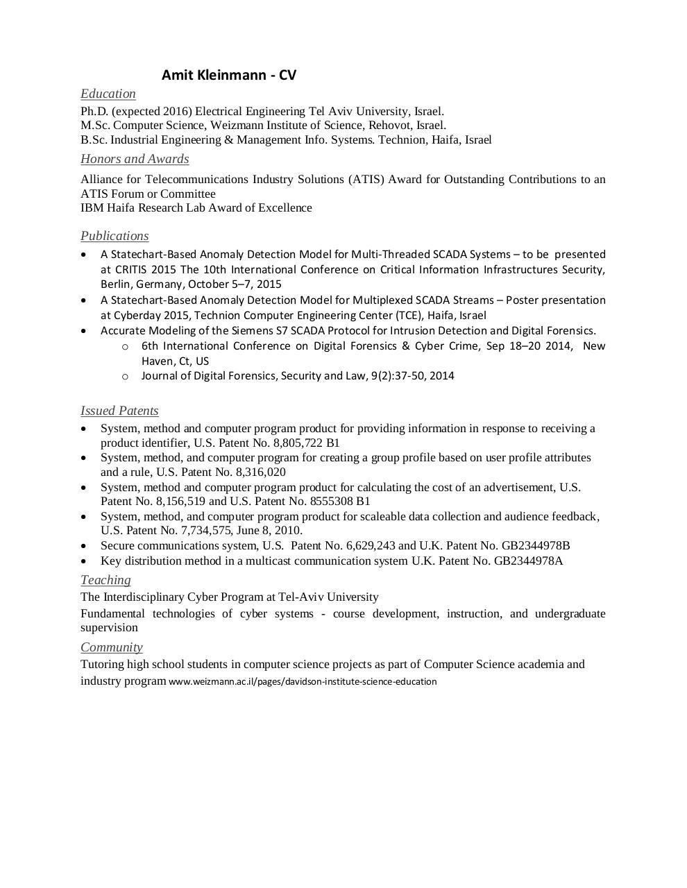 Document preview Amit Kleinmann - CV for ACM.pdf - page 1/1