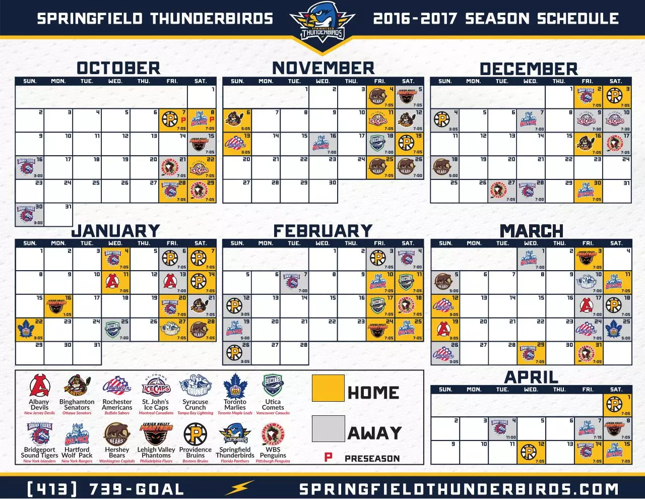 Document preview - Springfield Thunderbirds 2016-17 AHL Schedule.pdf - Page 1/1