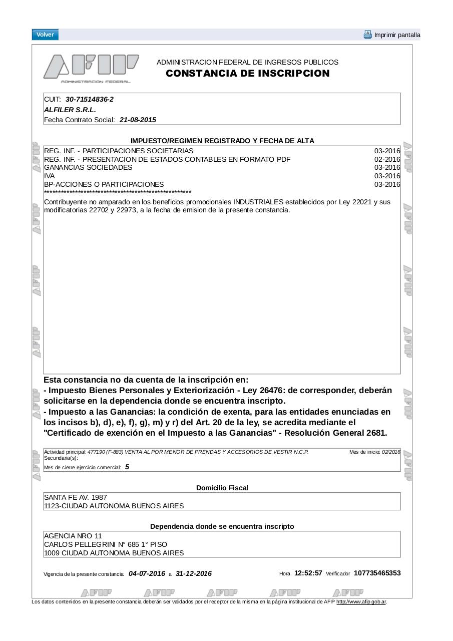 Document preview CUIT ALFILER SRL .pdf - page 1/1
