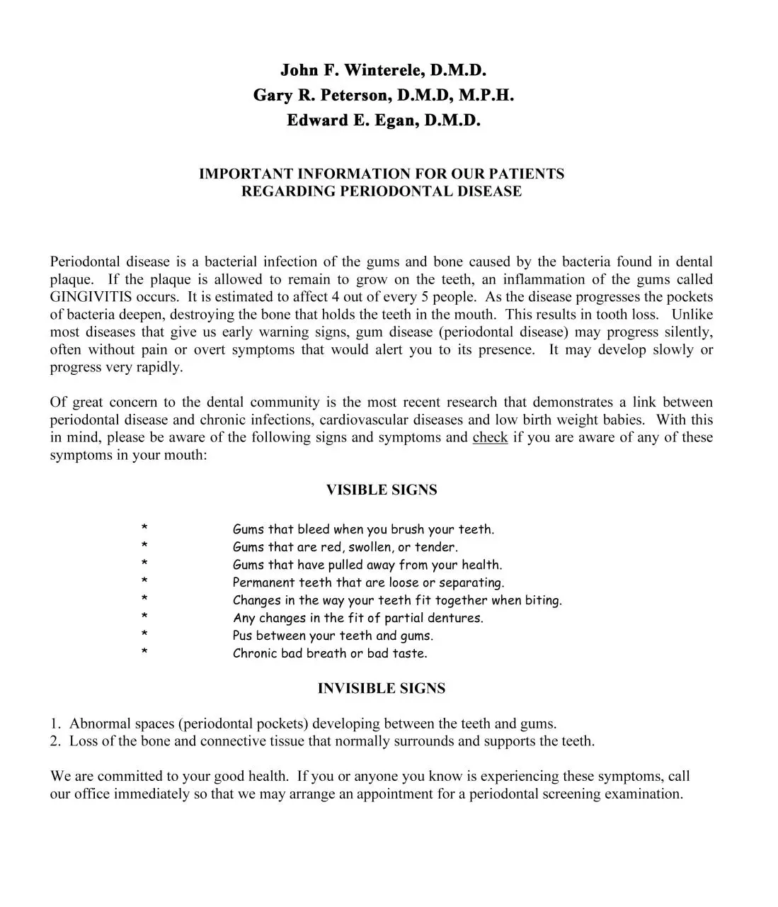 Page 1 of 1, PERIODONTAL DISEASE