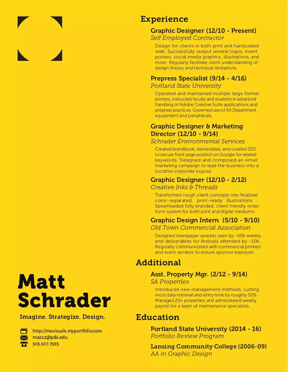 Page 1 of 1, matthew schrader f resume