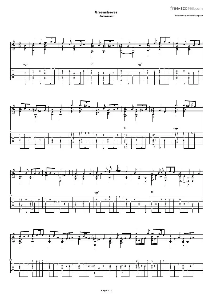 Page 1 of 3, [Free scores.com] anonymous greensleeves 4075