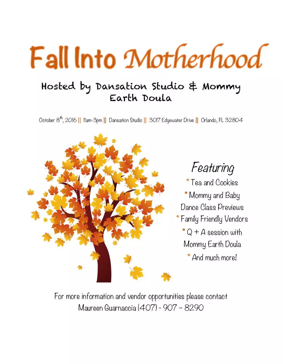 Page 1 of 1, Fall into motherhood flyer