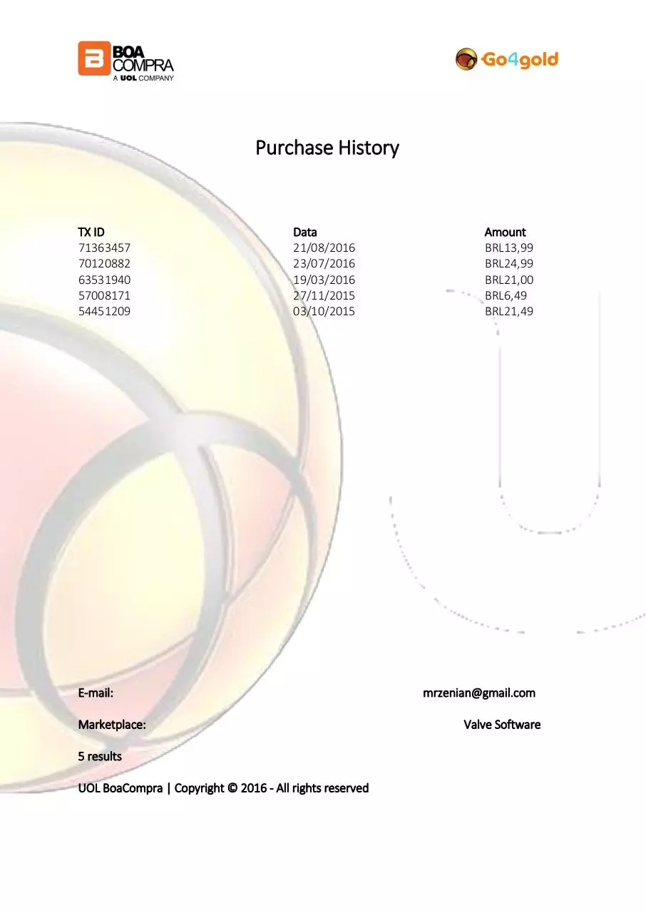 Page 1 of 1, Purchase History UOL mrzenian