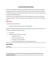 Page 1, City Gear Sponsorship Form