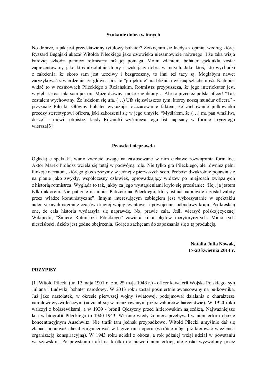 Document preview ''ÅšmierÄ‡ Rotmistrza Pileckiego'' Ryszarda Bugajskiego.pdf - page 3/4