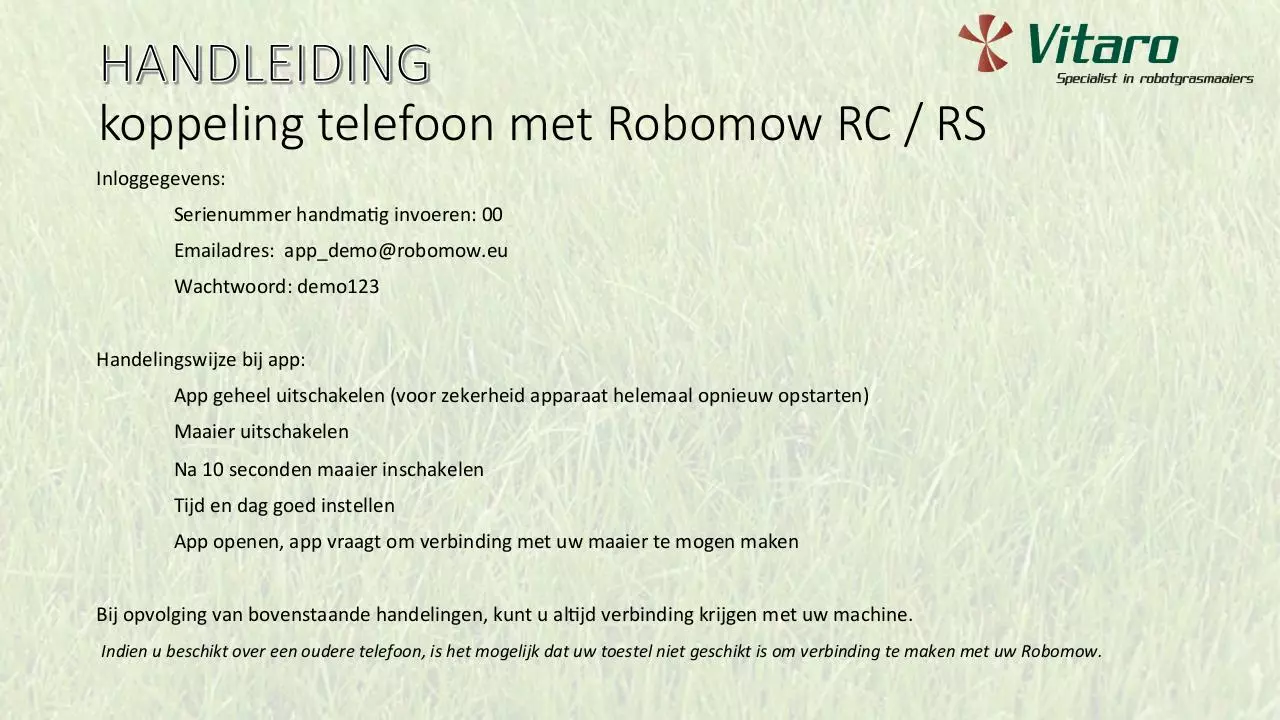 Document preview - Koppeling telefoon met robomow- instructie.pdf - Page 1/1