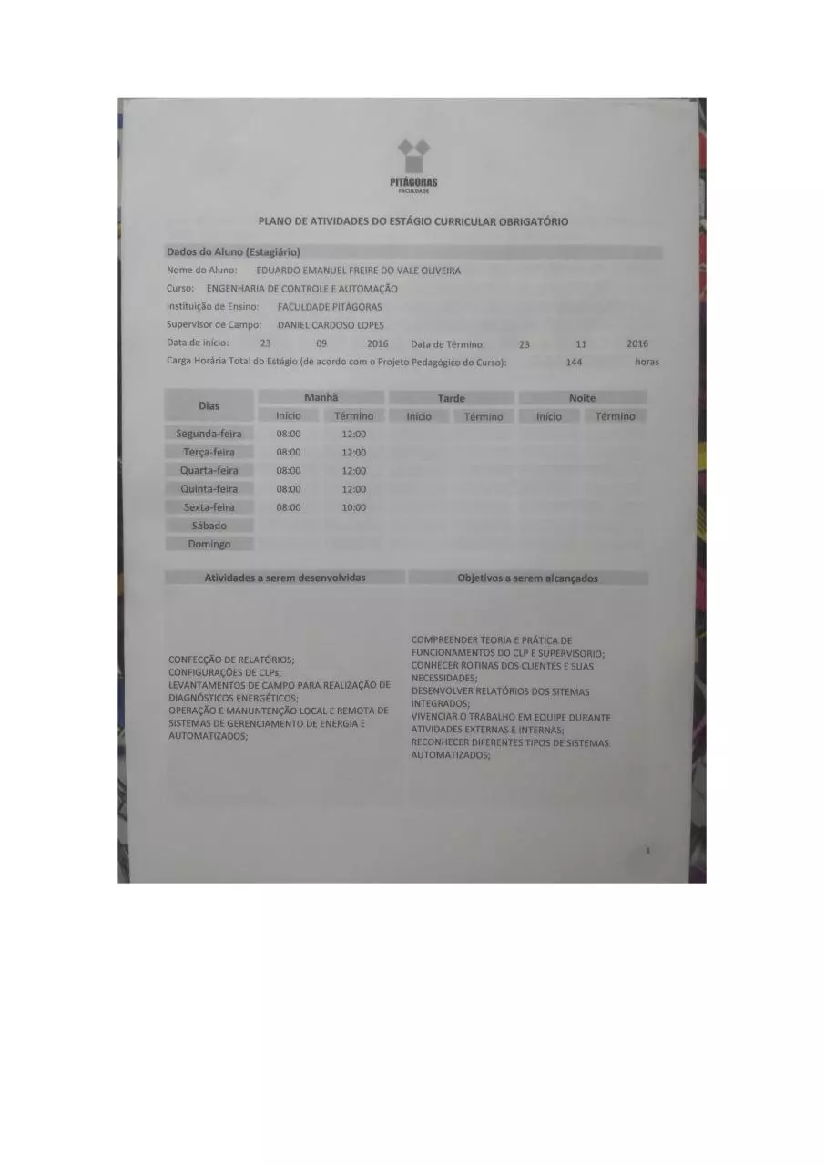 Page 1 of 2, PlanoEnsino