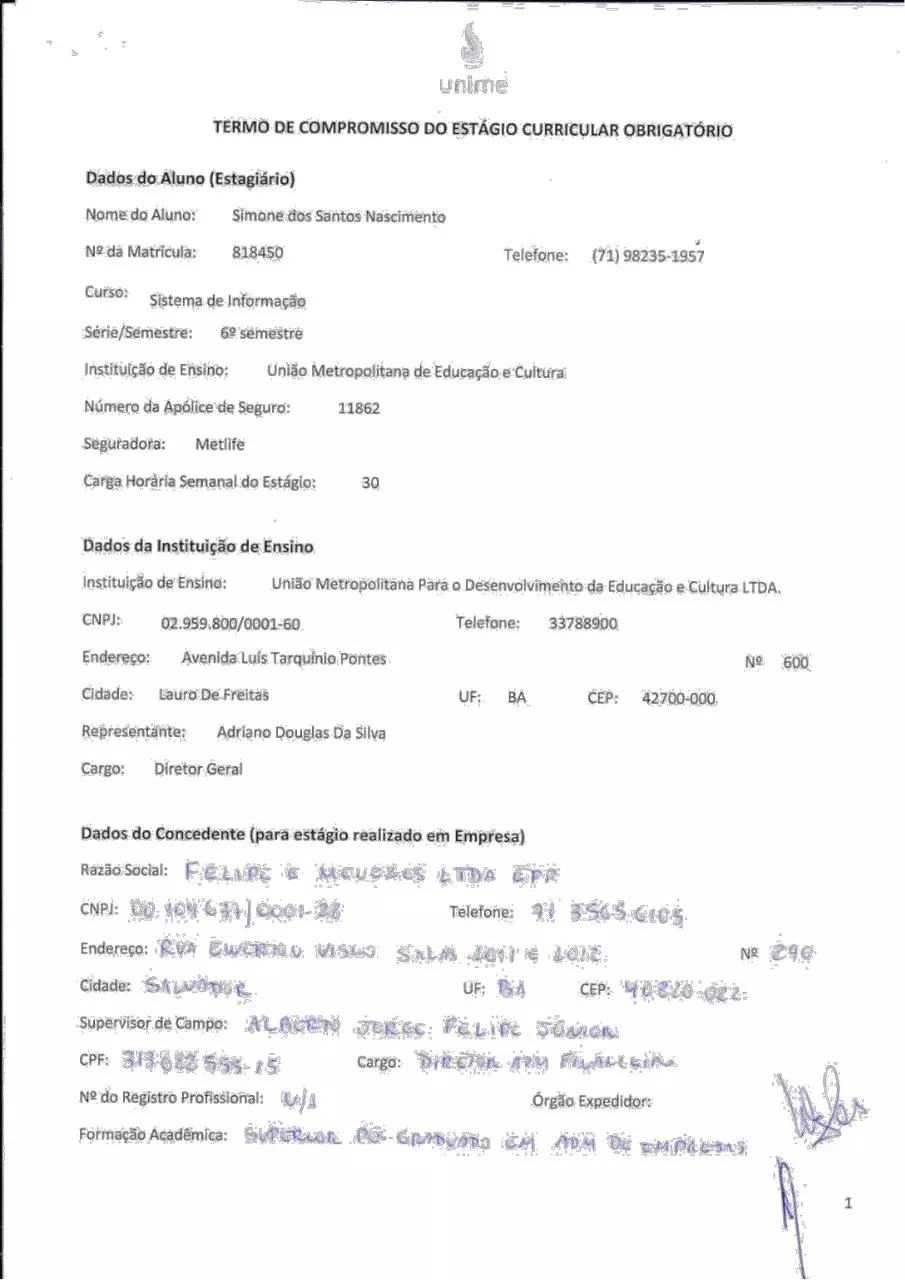 Page 1 of 4, Termo de Compromisso