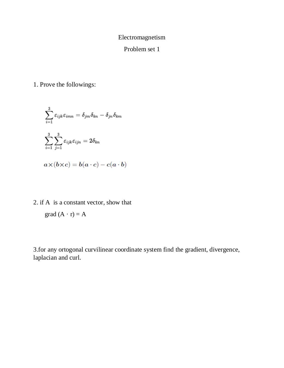 Document preview Electromagnetism problem set 1.pdf - page 1/1