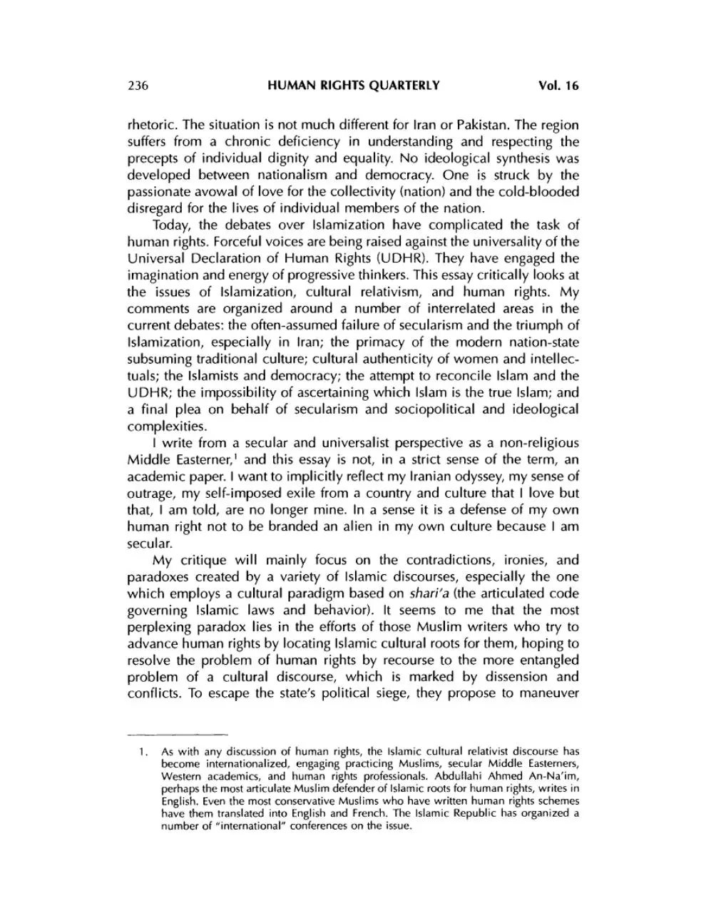 Page 2 of 42, An Essay on Islamic Cultural Relativism