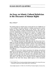 Page 1, An Essay on Islamic Cultural Relativism
