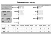 Page 5, İmtahan nəticə vərəqi (6 cı sinif)