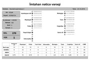 Page 1, İmtahan nəticə vərəqi (6 cı sinif)