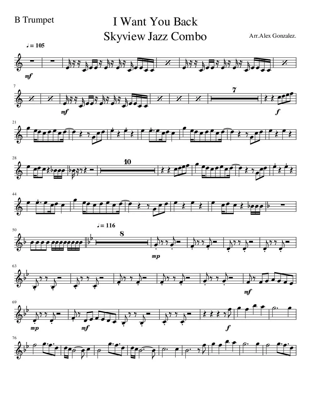 Page 1 of 2, i want you back jazz version B Trumpet
