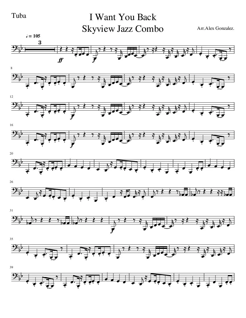 Page 1 of 3, i want you back jazz version Tuba