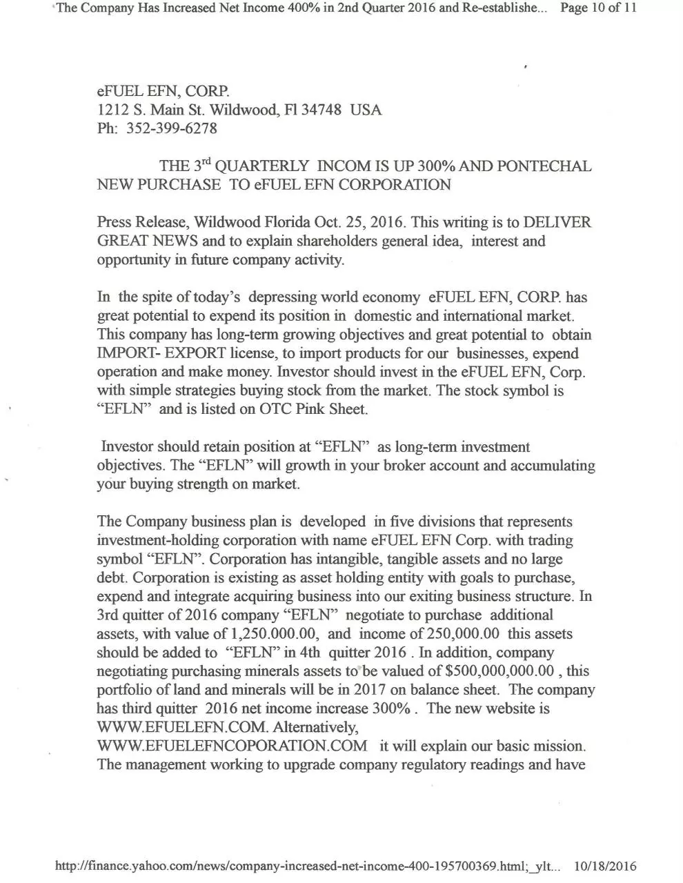 Page 1 of 3, OCT. 25 2016 PR.