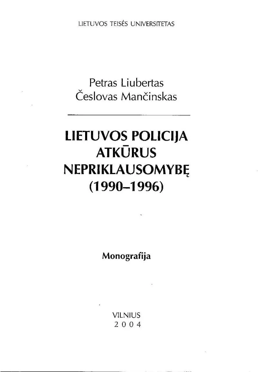 Page 1 of 80, Lietuvos policija atkurus nepriklausomybe