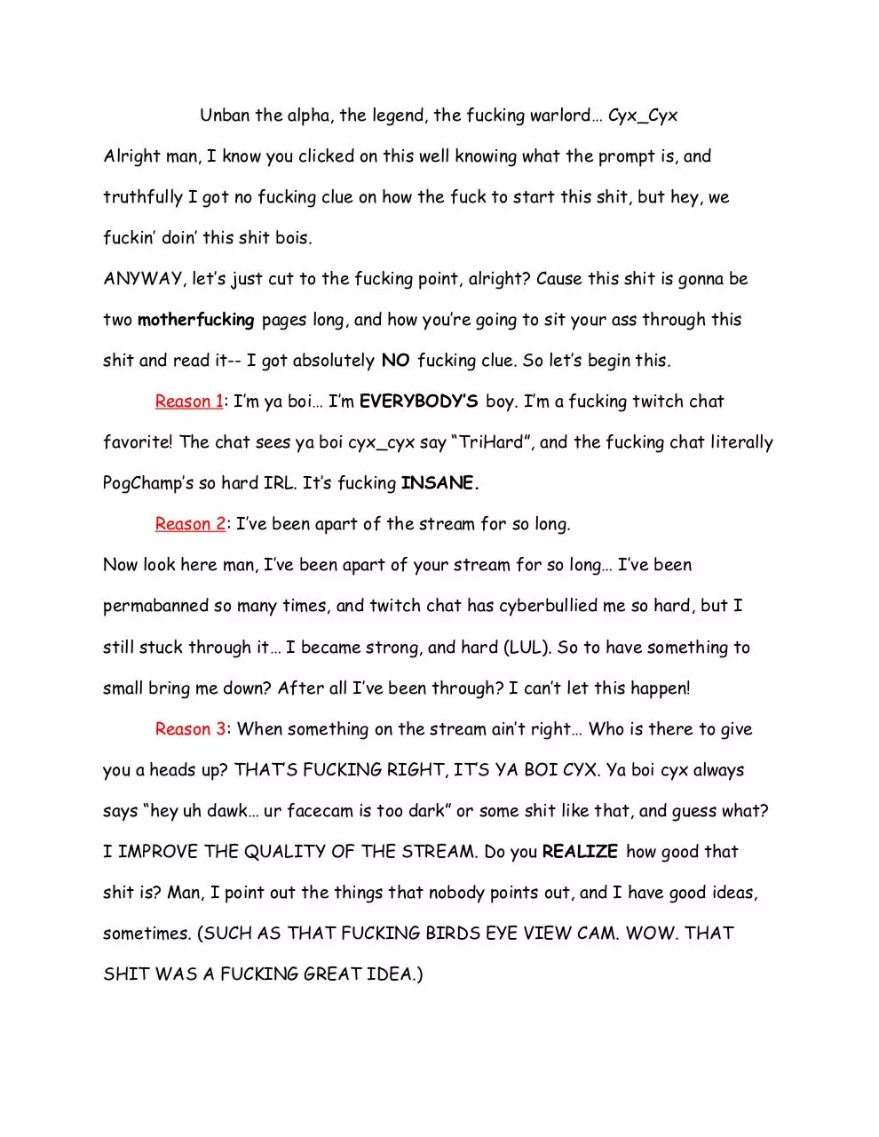 Page 1 of 2, UNBAN CYX