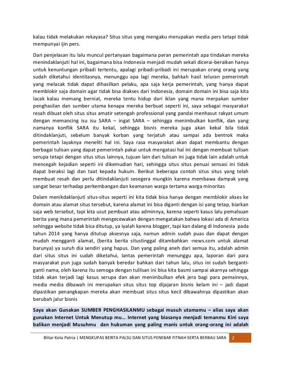 Page 3 of 18, Stop Berita Palsu dan Situs Fitnah